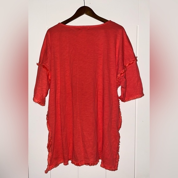 Umgee Women L Scoop Neck Half Sleeve Orange Fringe‎ Tunic Top Boho Peasant - Picture 7 of 7